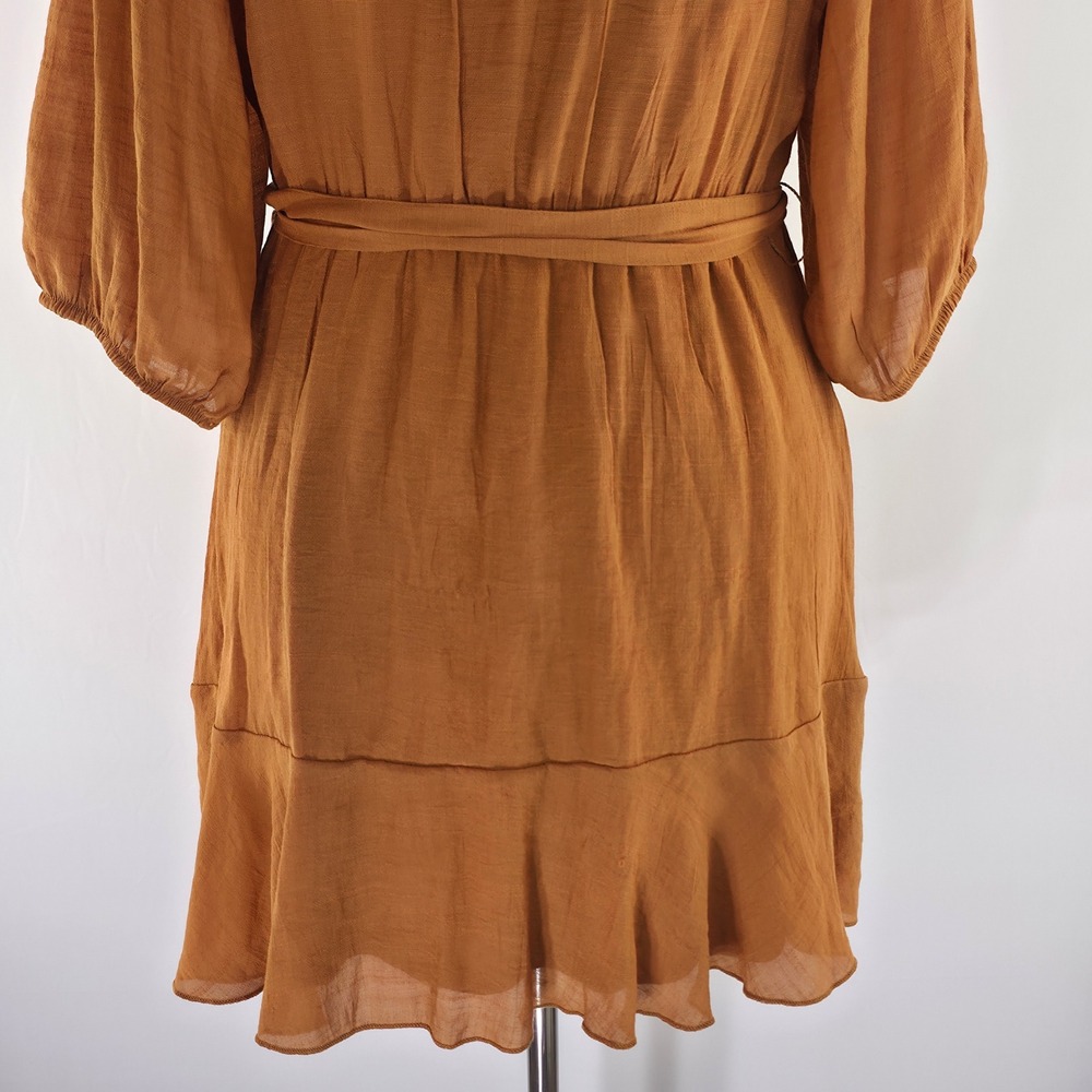 Rebellion‎ Again Mini Dress Womens 1X Brown Rust Cottagecore Tiered Prairie Plus - Picture 13 of 14